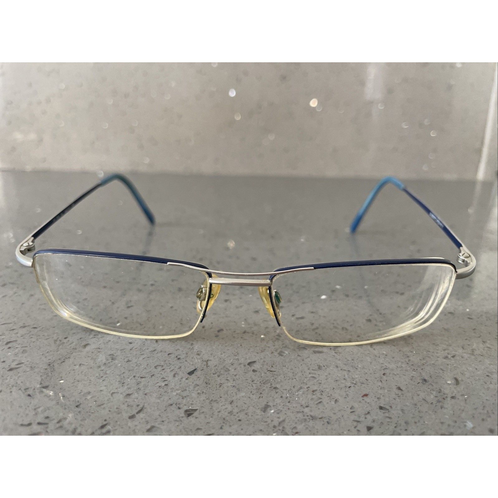 Alberto Romani Eyeglasses Frames Only Ar 705 Bl Blue Half Rim 54-17-135 Eyewear